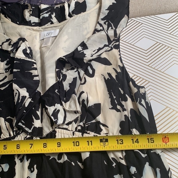Ann Taylor LOFT Black Floral Print Dress Size 6 - Picture 7 of 8